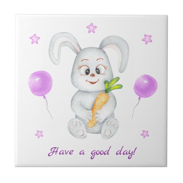 Cute Bunny för en positiv stämning Poster Kakelplatta (Framsidan)
