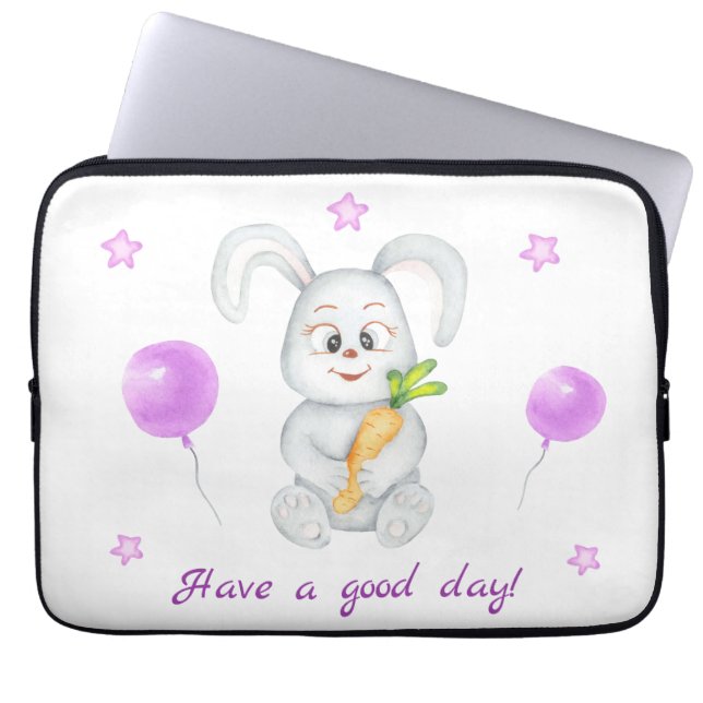 Cute Bunny för en positiv stämning Poster Laptop Fodral (Framsidan)