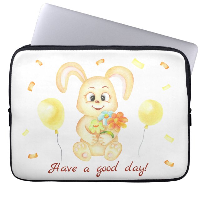Cute Bunny för en positiv stämning Poster Laptop Fodral (Framsidan)