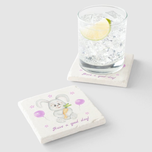 Cute Bunny för en positiv stämning Stenunderlägg (Sidan)