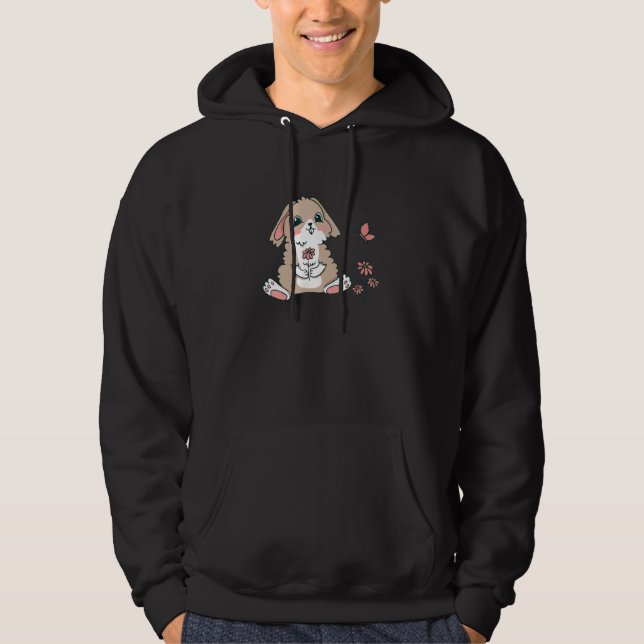 Cute Bunny för Glad påsk-kanin i Vår Hoodie (Framsida)