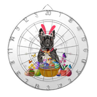 Cute Bunny Fransk Bulldog Påsk Day Eggs Basket Darttavla