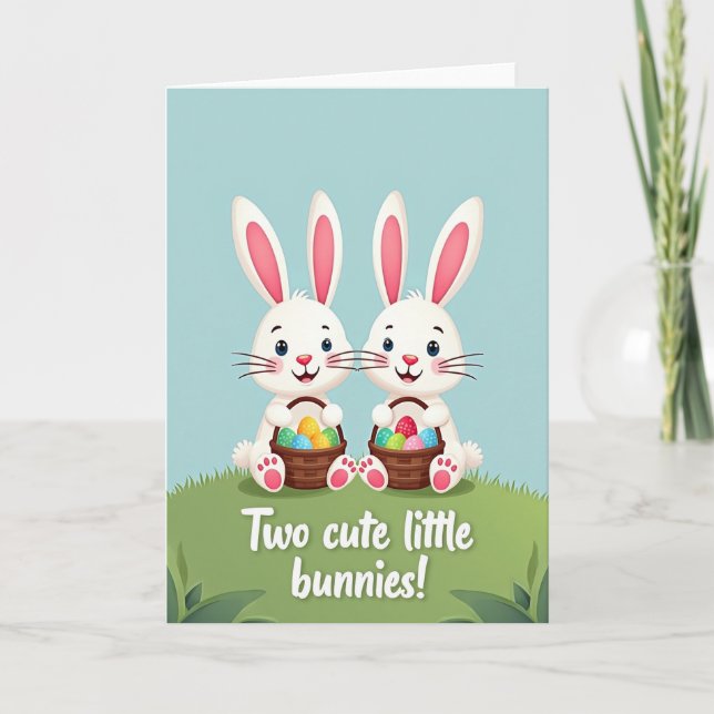 Cute Bunny Friends Happy Day Card Kort (Framsida)