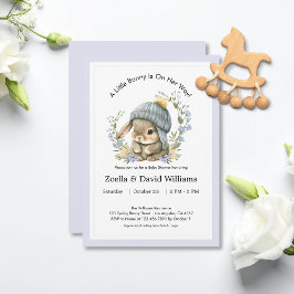 Cute Bunny Garden Spring Baby Shower Invitation