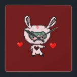 Cute Bunny girl 8 bit pixel art bordeaux Fyrkantig Klocka<br><div class="desc">Cute Bunny girl 8 bit pixel art bordeaux large clock inspired by Irezumi tattoo,  manga,  pop art and a touch of Italian taste</div>