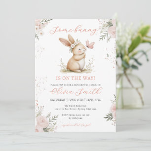 Cute Bunny Girl Baby Shower Inbjudningar