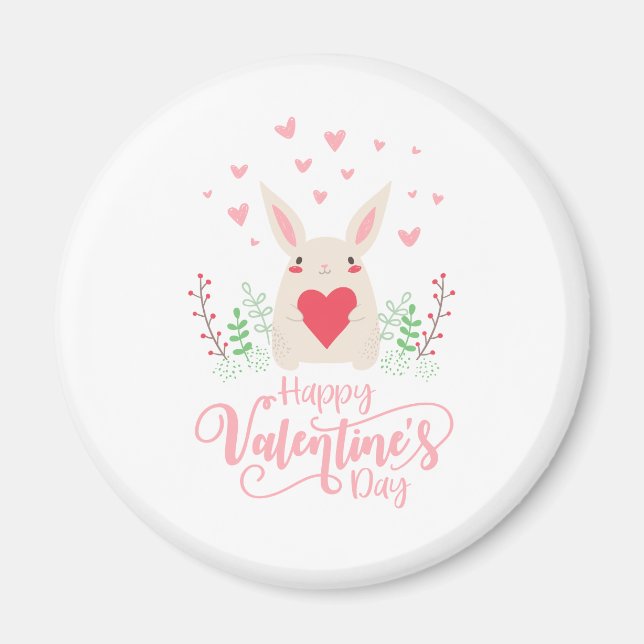 Cute Bunny Glad Alla hjärtans dag | Magnet (Framsidan)