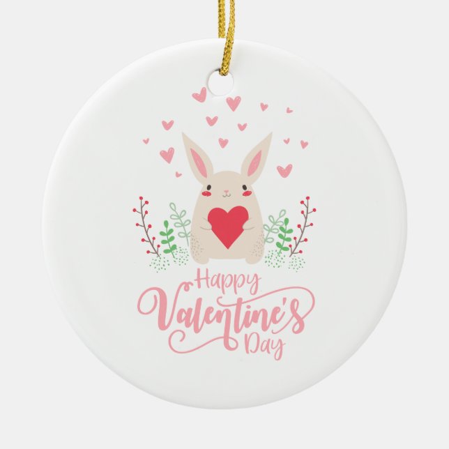 Cute Bunny Glad Alla hjärtans dag | Ornament (Framsidan)