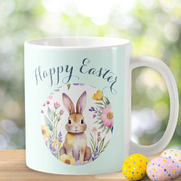 Cute Bunny Glad påsk Blommigt Personlig Kaffemugg