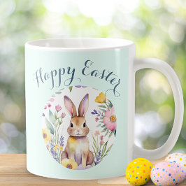 Cute Bunny Glad påsk Blommigt Personlig Kaffemugg