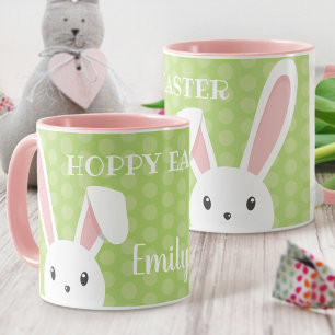Cute Bunny Glad påsk Funny Grönt Vår Namn Mugg