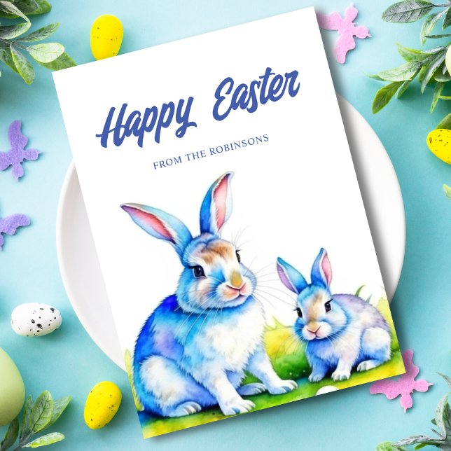 Cute Bunny Glad påsk Julkort (Happy easter card custom, cute bunny rabbit watercolor.)