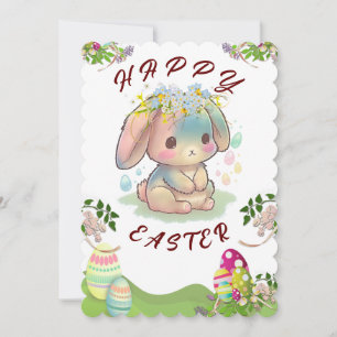 Cute Bunny Glad påsk-kort Inbjudningar