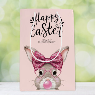 Cute Bunny "Glad påsk" Rosa Mönster