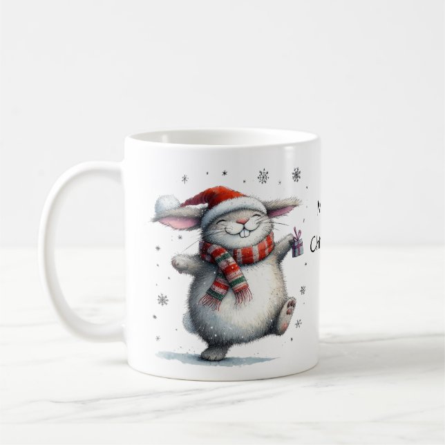 Cute Bunny God jul Kaffemugg (Vänster)