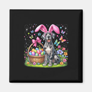Cute Bunny Great dane Hund Påskägg Basket Easte Magnet