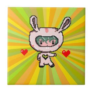 Cute Bunny-gult med 8 bitars bildskärmsskärpa Kakelplatta