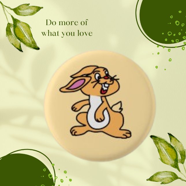 Cute Bunny Gult Rabbit Animal Round Button Knapp (Skapare uppladdad)