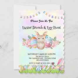 Cute bunny hare-jakt på ägg Glad påsk Party Inbjudningar