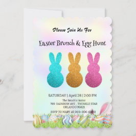 Cute bunny hare-jakt på ägg Glad påsk Party Inbjudningar