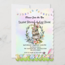 Cute bunny hare-jakt på ägg Glad påsk Party Inbjudningar