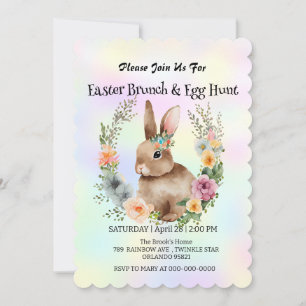 Cute bunny hare-jakt på ägg Glad påsk Party Inbjudningar