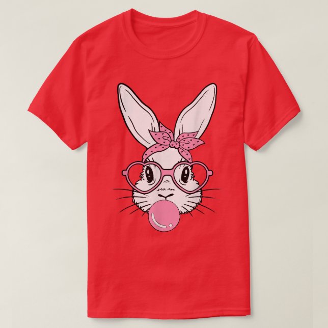 Cute Bunny Heart Glass Bubblegum for Women Kids T Shirt (Design framsida)
