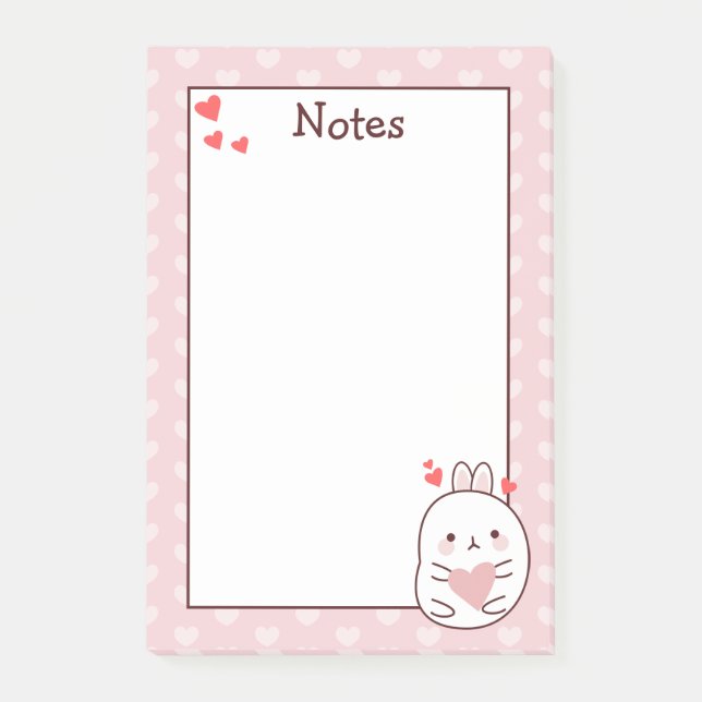 Cute Bunny Heart Post-it Block (Framsida)