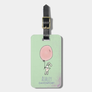 Cute Bunny Holding a Balloon Bagagebricka