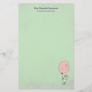 Cute Bunny Holding a Balloon Brevpapper