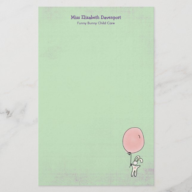 Cute Bunny Holding a Balloon Brevpapper (Framsida)
