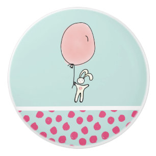 Cute Bunny Holding a Balloon Knopp