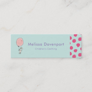 Cute Bunny Holding a Balloon Mini Visitkort