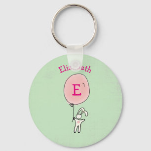 Cute Bunny Holding a Balloon Nyckelring