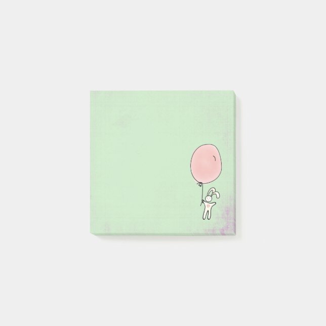 Cute Bunny Holding a Balloon Post-it Block (Framsida)