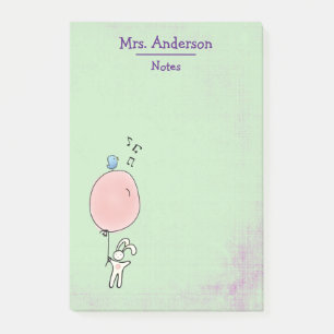 Cute Bunny Holding a Balloon Post-it Block