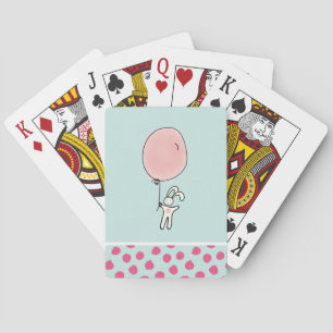 Cute Bunny Holding a Balloon Spel Kort