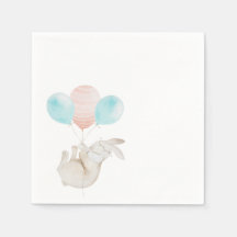 Cute Bunny Holding Balloons Pappersservett