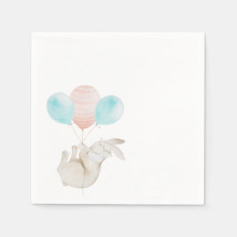Cute Bunny Holding Balloons Pappersservett