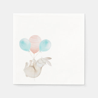 Cute Bunny Holding Balloons Pappersservett