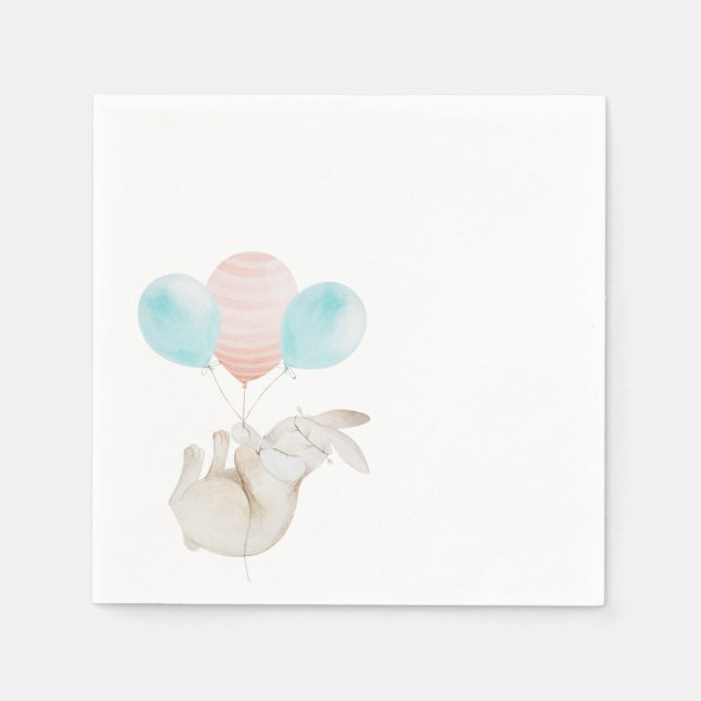 Cute Bunny Holding Balloons Pappersservett (Framsidan)
