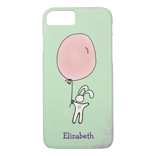 Cute Bunny Holding en Balloon Personlig Case-Mate iPhone Skal (Baksida)