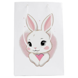 Cute Bunny Holding Heart | Romantic Design
