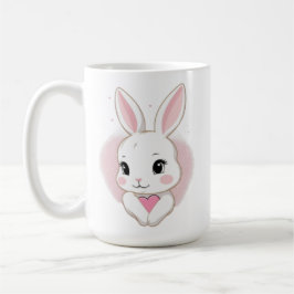 Cute Bunny Holding Heart | Romantic Design Kaffemugg
