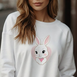 Cute Bunny Holding Heart | Romantic Design T Shirt
