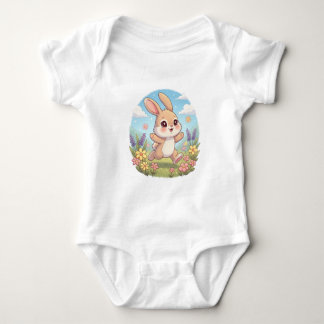 Cute Bunny Hopping in a Flower Field T Shirt
