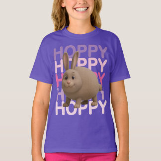 Cute Bunny “Hoppy Hoppy” Typography Kawaii Rabbit T Shirt
