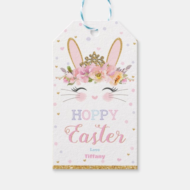 Cute Bunny Hoppy Påsk Favor Gift-Märkre Presentetikett (Framsidan)