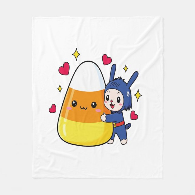 Cute Bunny Hugger Candy corn Fleecefilt (Framsidan)