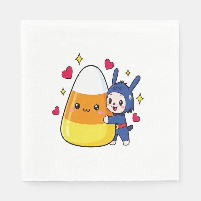Cute Bunny Hugger Candy corn Pappersservett (Framsidan)